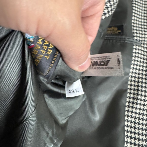 Hart Schaffner‎ & Marx Mens Vintage Houndstooth Blazer Jacket 43L Wool - Picture 5 of 12